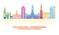 Colourfull Skyline panorama of Philadelphia, Pennsylvania, United States Royalty Free Stock Photo