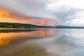 Rapid weather change at lake in France Royalty Free Stock Photo