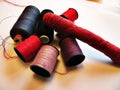 Colourfull threads red pink purple plum Royalty Free Stock Photo