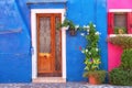 Colourfully painted house facade on Burano Royalty Free Stock Photo