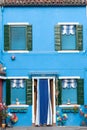 Blue house in Burano, near Venice, Italy Royalty Free Stock Photo