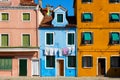 Colourfully painted house facade on Burano Royalty Free Stock Photo