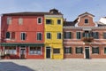 Colourfully painted houses on Burano island, Italy. Royalty Free Stock Photo