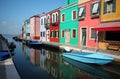 Colourfully painted houses on Burano Island near Venice in Italy Royalty Free Stock Photo