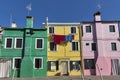 Colourfully painted houses on Burano, Italy. Royalty Free Stock Photo