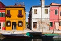 Colourfully painted houses on Burano, Venice, Italy. Royalty Free Stock Photo