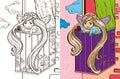 Colouring Book Of Angel Girl On Balcony