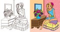 Colouring Book Of Girl In Room