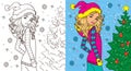 Colouring Book Of Girl In Winter