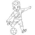 Coloring page with footballer, football player