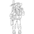 Coloring page with hunter forester