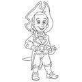 Coloring page with ship sailor captain pirate Royalty Free Stock Photo