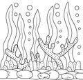 Colouring undersea. Painting. Editable. Vector illustration. Ink art.