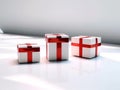 package red surprise present white gift ribbon box christmas isolated. Generative AI. Royalty Free Stock Photo