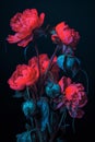 peony flora colours neon flower design bloom bright nature blossom. Generative AI.