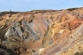 Colours at Parys Mountain Geological landscape with modern winding wheel Amlwch Anglesey Wales