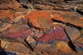 Colours and structures on thin layers of banded ironstone formations Royalty Free Stock Photo