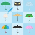 Colorful umbrella icons