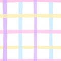 Colroful Hand-Drawn Cottagecore Plaid. Bright simple Vector Seamless Pattern. Artistic Cottagecore Checks