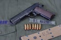 Colt goverment 1911 with us marines uniform Royalty Free Stock Photo