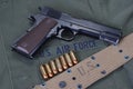 Colt government M1911 with us air force uniform Royalty Free Stock Photo