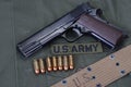 Colt government 1911 with us army uniform Royalty Free Stock Photo