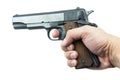 Colt Mark IV series80 government m1911 in hand. Royalty Free Stock Photo