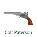 Colt Paterson is a medium frame double-action revolver featuring a six round cylinder gun, pistol vector illustration Royalty Free Stock Photo