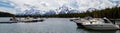 Colter Bay, Leeks Marina, Jackson Lake, Mount Moran, Grand Teton National Park, Alta, Wyoming, USA