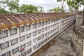 Columbarium - Buddhist cemetery. Public storage of cinerary urns