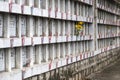 Columbarium - Buddhist cemetery. Public storage of cinerary urns