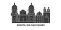 Columbia, Bogota, Bolivar Square travel landmark vector illustration