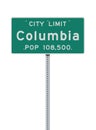 Columbia City Limit road sign