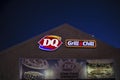 DQ Dairy Queen decorated for the holidays building sign and logo