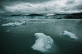 Columbia glacier, Alaska, passing through ice filled waters and mountains Royalty Free Stock Photo