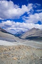 The Columbia ice field at Canadian Rockies, and the view of the glacier Royalty Free Stock Photo