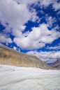 The Columbia ice field at Canadian Rockies, and the view of the glacier Royalty Free Stock Photo