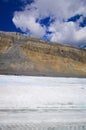 The Columbia ice field at Canadian Rockies, and the view of the glacier Royalty Free Stock Photo