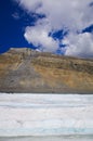 The Columbia ice field at Canadian Rockies, and the view of the glacier Royalty Free Stock Photo