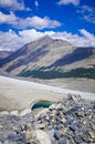 The Columbia ice field at Canadian Rockies, and the view of the glacier Royalty Free Stock Photo