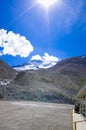 The Columbia ice field at Canadian Rockies, and the view of the glacier Royalty Free Stock Photo