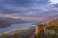 Columbia River Gorge cluds and sunset. Royalty Free Stock Photo