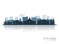Columbia skyline silhouette with reflection. Royalty Free Stock Photo