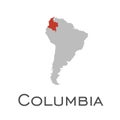 Columbia and south american continent map Royalty Free Stock Photo