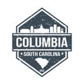 Columbia South Carolina Travel Stamp Icon Skyline City Design Tourism Seal Passport Vector. Royalty Free Stock Photo