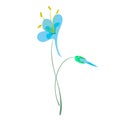 Columbine Vector delicate blue flower bell catchment cartoon style, in pastel colors close-up, element for decorating books,