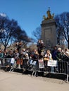 USS Maine National Monument, Central Park, Columbus Circle, March for Our Lives Protest, NYC, NY, USA Royalty Free Stock Photo