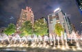 Columbus Circle fountain at night, New York City Royalty Free Stock Photo