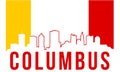 Columbus City skyline and landmarks silhouette, black and white design with flag in background, vector illustration Royalty Free Stock Photo