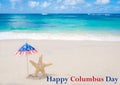 Columbus Day background with starfishes Royalty Free Stock Photo